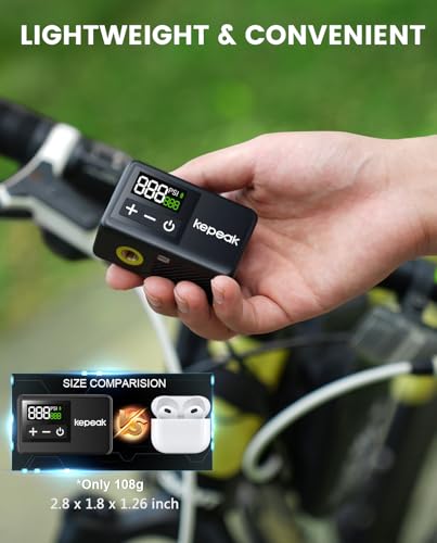KEPEAK Mini bomba de bicicleta, bomba de bicicleta com medidor de pressão digital, bomba de ar portá