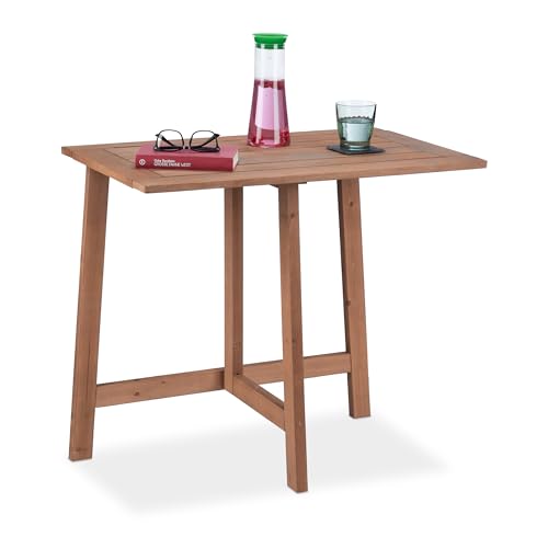Relaxdays Tavolino Pieghevole, da Parete, Balcone e Giardino, Legno di Abete, Outdoor, HxLxP: 73x80x50 cm, Marrone