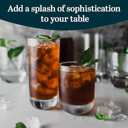 Libbey Drinking Glasses Polaris Tumbler and Rocks Set of 16, Clear, Sturdy Drinkware Glasses Set, Kitchen Glassware for Cocktails, Soda, and More