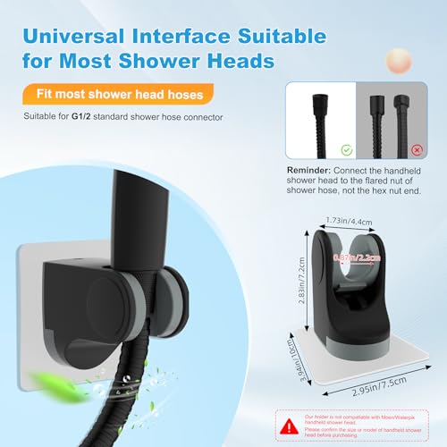 Hibbent Shower Head Holder, Strong Adhesive Handheld Showerhead Bracket - image 3