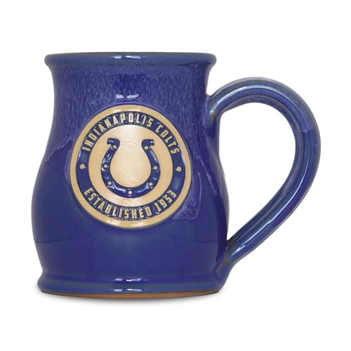 Greater Distance NFL Football Indianapolis Colts 14-oz Two-Tone Tall Belly Mug, Handmade Large Ceramic Coffee Mug With Team Logo for True Fans, Premium Deneen Pottery Made in USA