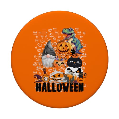 Halloween Pumpkin Outfit Ideas For Kids & Halloween Pumpkin PopSockets Swappable PopGrip, Black - Image 3