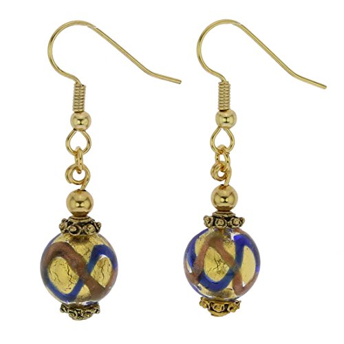 Boucles d'oreilles dorées Antico Tesoro avec perles bleues