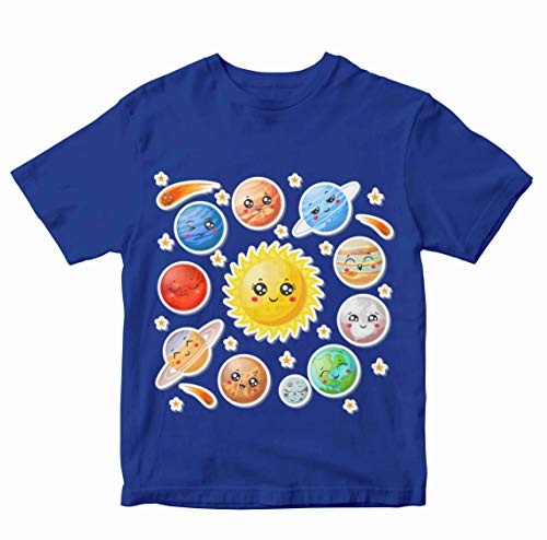 Image of Boys' Regular Fit T-Shirt Kawaii Solar System 100% Cotton Boy's Girl's Unisex Fit T-Shirt