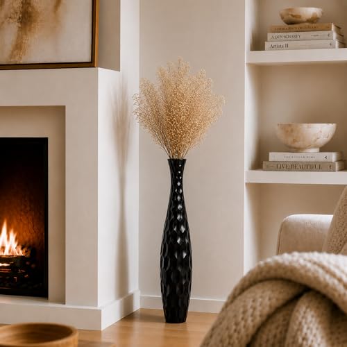 Image of Leewadee Large Floor Vase 34 inches Mango Wood for Pampas Grass, Dried Flowers