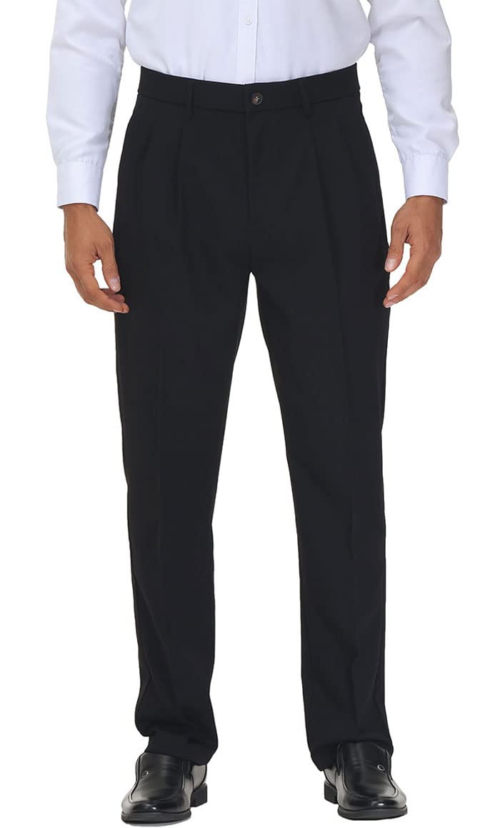 Soojun Mens Flex Pleated Front Classic Fit Dress Pants