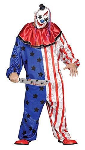 Fun World Men's Evil Clown Plsz Cstm Adult Costume, Multi, Plus Size