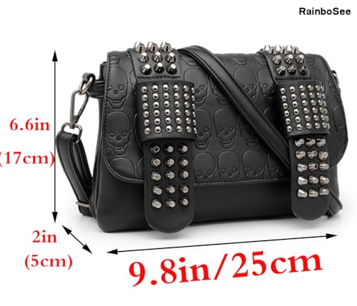 Bolso de hombro con calavera punk para mujer miniatura 3