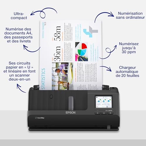 Epson ES C380W Chargeur automatique de documents + Scanner à feuille 600 x 600 DPI A4 Neuf - vue 8