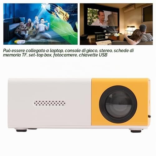Akozon Mini Proiettore Mini Portatile da 24 a 60 Pollici Grande Proiettore SN per Film Home Theater All'aperto 110-240 V