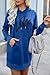 PRETTYGARDEN Women's Hooded Sweatshirt Fall Fashion Drawstring Lightweight Long Sleeve Pullover Hoodie Dress (Blue,Small)