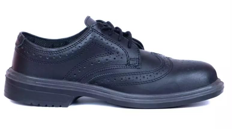 Image of JCB Men's Executive Safety Shoes, Black, Steel Toe, Slip-Resistant, Leather Upper - Industrial Work Footwear (Size - 10)