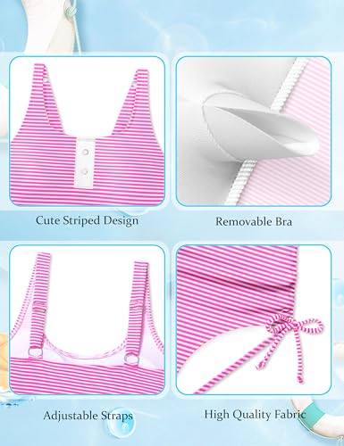 Image of Girl Swimsuit One Piece Cutout Ruched Bathing Suit for Girls Color Block Adjustable Straps Pad Swimwear 9-18y