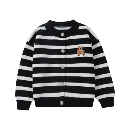 Boys Girls Striped Cardigan Sweaters Button Down Long Sleeve Knit Toddler Baby Fall Winter Cute Outerwear Coat for 1-8 Years