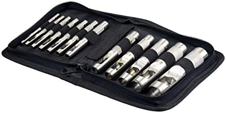 SE Heavy-Duty 12-Piece Hollow Leather Punch Set with Zipper Pouch - 791LP
