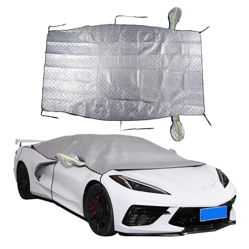 Image of For 2020-2023 Corvette C8: 1-Piece Windshield Sun Shade & Snow Cover - Compatible, Silver | Premium Protection, Easy Installation | Keep Your Car Cool in Summer, Snow-free in Winter | Perfect Fit