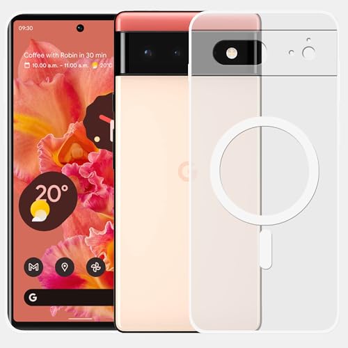 Image of amazon basics Luxury Paper Thin Case Cover for Google Pixel 6A | Matte Finish | Compatible with magsafe | (White, Google Pixel 6A)