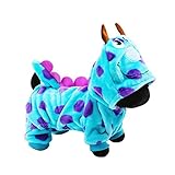 LUCKSTAR Pet Clothes for Winter - Soft & Warm Coral Velvet Puzzle Bobble Dog Costume - Cute Jumpsuit