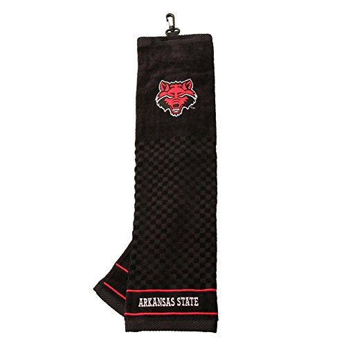 Image of Team Golf NCAA Arkansas State Red Wolves Embroidered Golf Towel Embroidered Golf Towel, Checkered Scrubber Design, Embroidered Logo