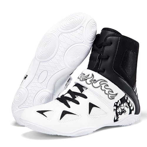 Men's Professional Boxing, Martial Arts, and Wrestling Shoes - Fashionable Sports Shoes for Indoor Training and Competition - Boxing Boots with Arch Support - Black 6