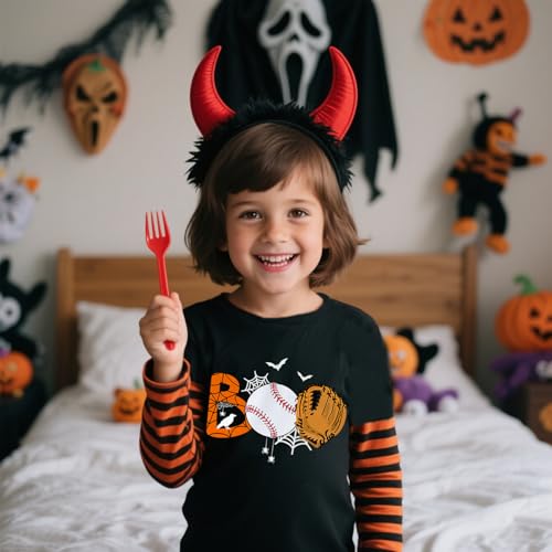 Halloween Shirts for Kids Pumpkin Boo Dinosaur Truck Boys Girls Tshirt Stripe Long Sleeve Tees Tops 2-7 Years4