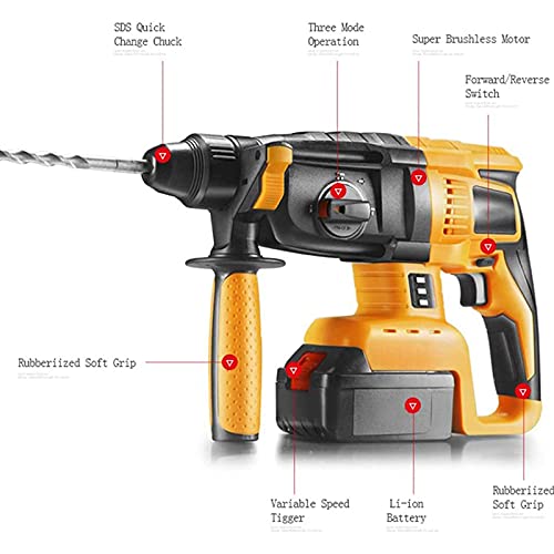 DUSIQ Rotationshammerbohrer 3 In 1 Ladehammer 4000 Mah Einfach Zu Bedienen, 18v Schnurloser Abbruchhammer, Mit… – Bild 6