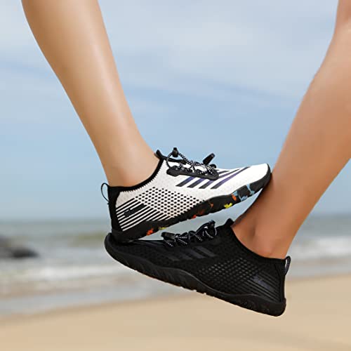 Whatseaso Water Shoes For Women Quick Dry Barefoot Aqua Shoes For Beach Swim Boating Diving Surfing Yaga 8 Women/6 Men, Black #TOP6