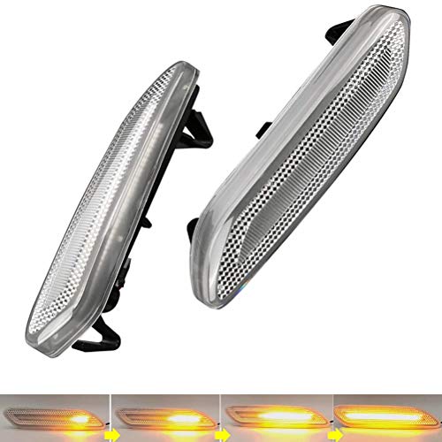 Sequential LED Side Marker Light Turn Signal Blinker Lamp Compatible with Mini Cooper R60 R61 Countryman Paceman 2011-2016 (Clear Lens)