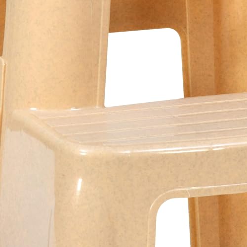 Image of Nilkamal STL21 Step Stool for Home, Bedroom, Bathroom, Kitchen, Living Room, Office, Adult, Kids, Children's and Garden Stool with 100Kg Load Capacity (Marble Beige)