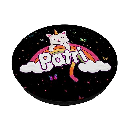 PATRI - Adorable girl name with beautiful Caticorn PopSockets Swappable PopGrip, Black - Image 2