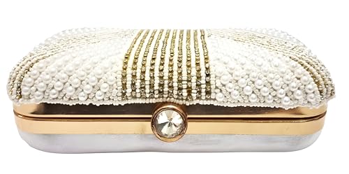 Image of Women & Girls Embroidered Gold Clutch Purse for Party Wedding