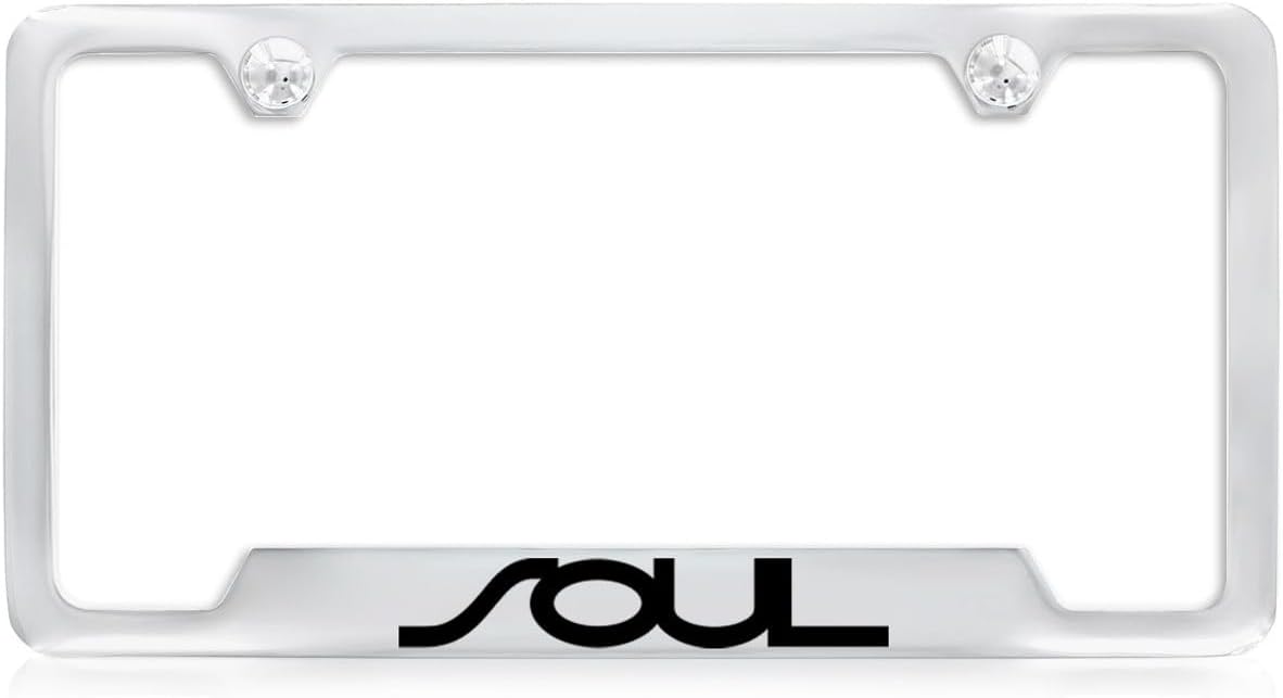 Kia Soul License Plate Frame Chrome Plated Metal Bottom Notched 2-Hole
