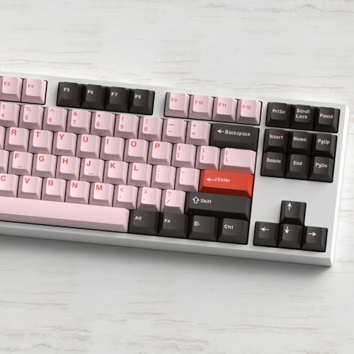 Image of Pink Dye-sub Keycaps, 163 Keys Cherry Profile, Double Shot Keycaps Set, Custom Key caps for MX Switches Mechanical Keyboard(Flamingo)