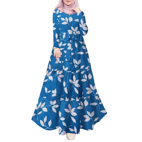 Robe Musulmanes pour Femmes Longue en Coton Vetement Musulmane Manches Longues Solide Couleur Robe De Priere Femme Musulmane Ensemble avec Hijab Dubai Musulmane Robes Turque Arabe