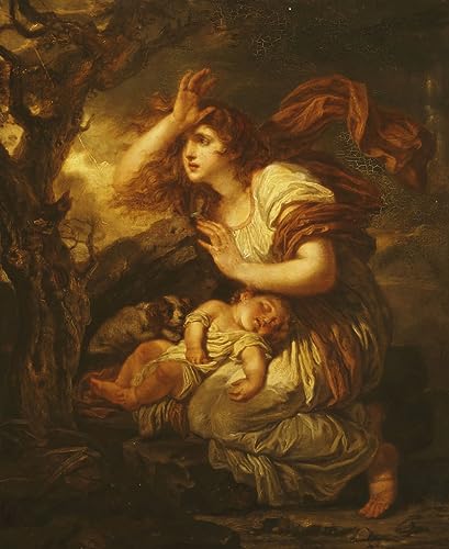 Affiche Toile Peur de l'orage Jean Baptiste Greuze Portrait 60x90cm