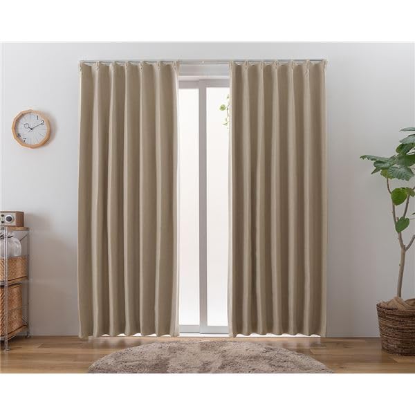 ポイント20倍】遮光カーテン 幅150cm×丈90cm 1枚 無地 ブラウン 2級