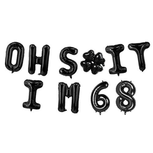 Image of Oh I'm 68! Latex Balloons 16 Inch Black Hallo Sixty Eight Cheers to 68 Years Old Theme Decor for Man Woman Happy 68th Birthday Party Photo Studio Prop Flag Decorations Favors Supplies