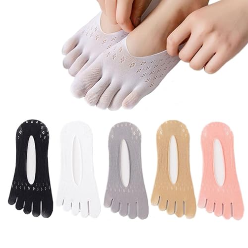 TNSOYCA 5 Pares Calcetines de Dedos, Antideslizantes Ortopédicos de Cinco Dedos, Calcetines Transparentes Para El Tobillo, Calcetine De Moda