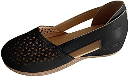 Black Womens Sandals Dressy, Women's Walking Sandal Closed Toe Round Toe Hollowed Out Thick Sole Breathable Beach Sandals