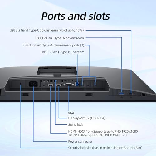Image of Dell P24 FHD Monitor, 1920 x 1080 IPS Computer Display, 100Hz Refresh Rate, 99% sRGB, Ultra-Thin Bezel, HDMI, DisplayPort, VGA, 5X USB(Type-A|B|C), Height Adjustable Stand