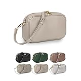 LASIEM(ラシエム) 「ペットボトルが入る」 ショルダーバッグ レディース 斜め掛けバッグ ポシェット レザー 本革 ミニショルダーバッグ ストラップ2種類付き Lグレージュ