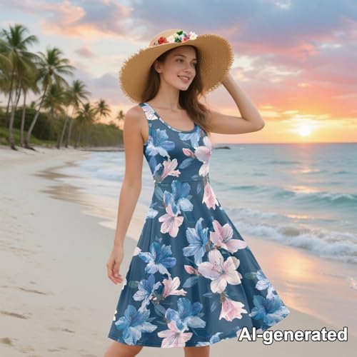 Image of Hawaii Matching Couple Outfits Husband and Wife Clothing Fashionable Mens Casual Shirts Hawaii Dress with Soft Fabric