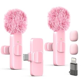 Bundle of 2 stereo wireless microphones: comes with 1 receiver with 2 transmitter wireless lavalier microphone kit, which makes it easier to record sound or video from both parties at the same time. Also, you can use only one microphone for interview...