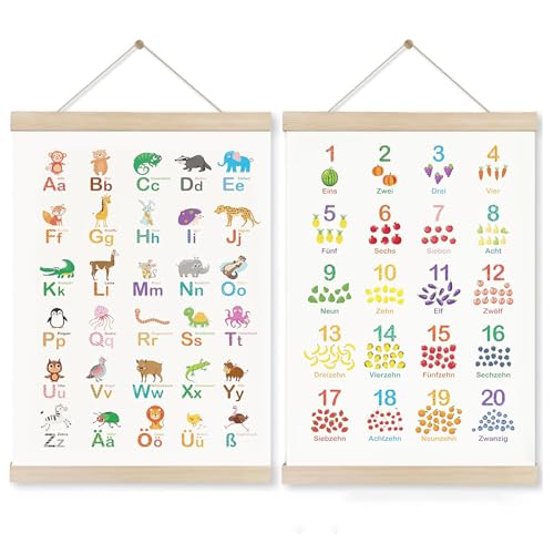 2 Poster Für Kinder 30x40cm Alphabet Und Zahlen Poster Zur Dekoration Von Kinderzimmern Kinderkrippen Kindergärten Und Grundschulen