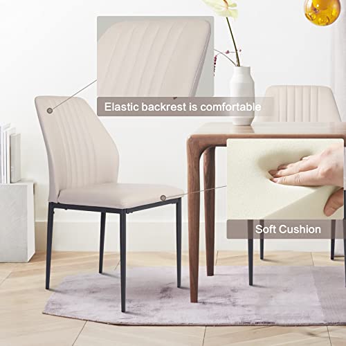 Zerifevni Dining Chairs Set Of 4, Faux Leather Modern Style Kitchen Chairs (4 Beige) #TOP3