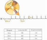 Hopelit Łańcuch świetlny LED 20 m, 200 diod, Ciepła Biel, 8 Trybów, Wtyczka 31V 6W, Pamięć i Czasomierz, IP44, Przezroczysty Kabel – Idealna na Ślub, Imprezę, Balkon i Ogród