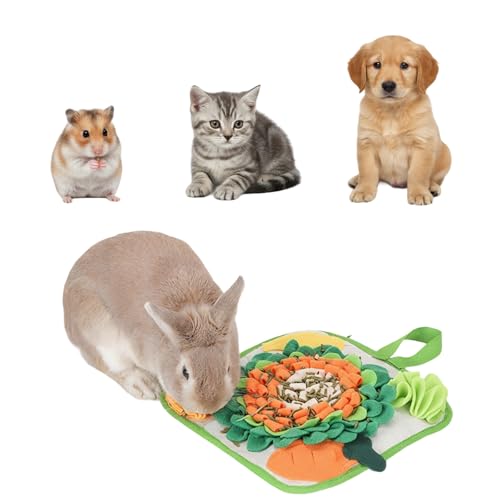 Fanlahmtasy Rabbit Foraging Mat 11.8x11.8 Snuffle Mat for Rabbits Bunny Snuffle Mat Ideal for Guinea Pigs Hamsters and More Non-Slip & Machine Washable