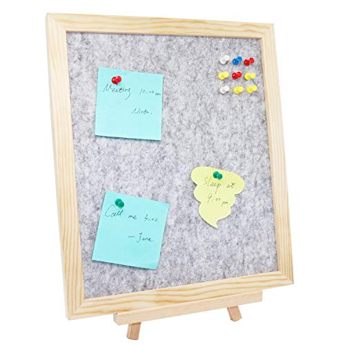 Omitfu 13 x 11 inch Framed Felt Bulletin Board with Tabletop Stand Memo Message Notice Pin Board for Home Office, A Box of Push Pins Included