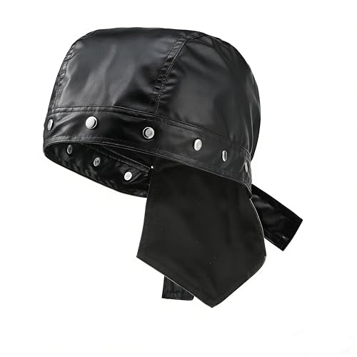 Eigso Punk Leather Studded Biker Cap for Men Women Vintage 80s Motorcycle Dressing Headband for Man Woman