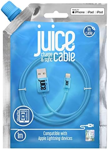 Juice Apple iPhone 11/Pro iPhone X/Xr iPhone 8/7/6 SE iPad Lightning Charge & Sync Cable, 1M, Aqua